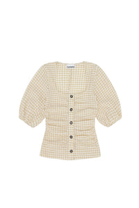 Blouse froncée en crêpe - Pale Khaki