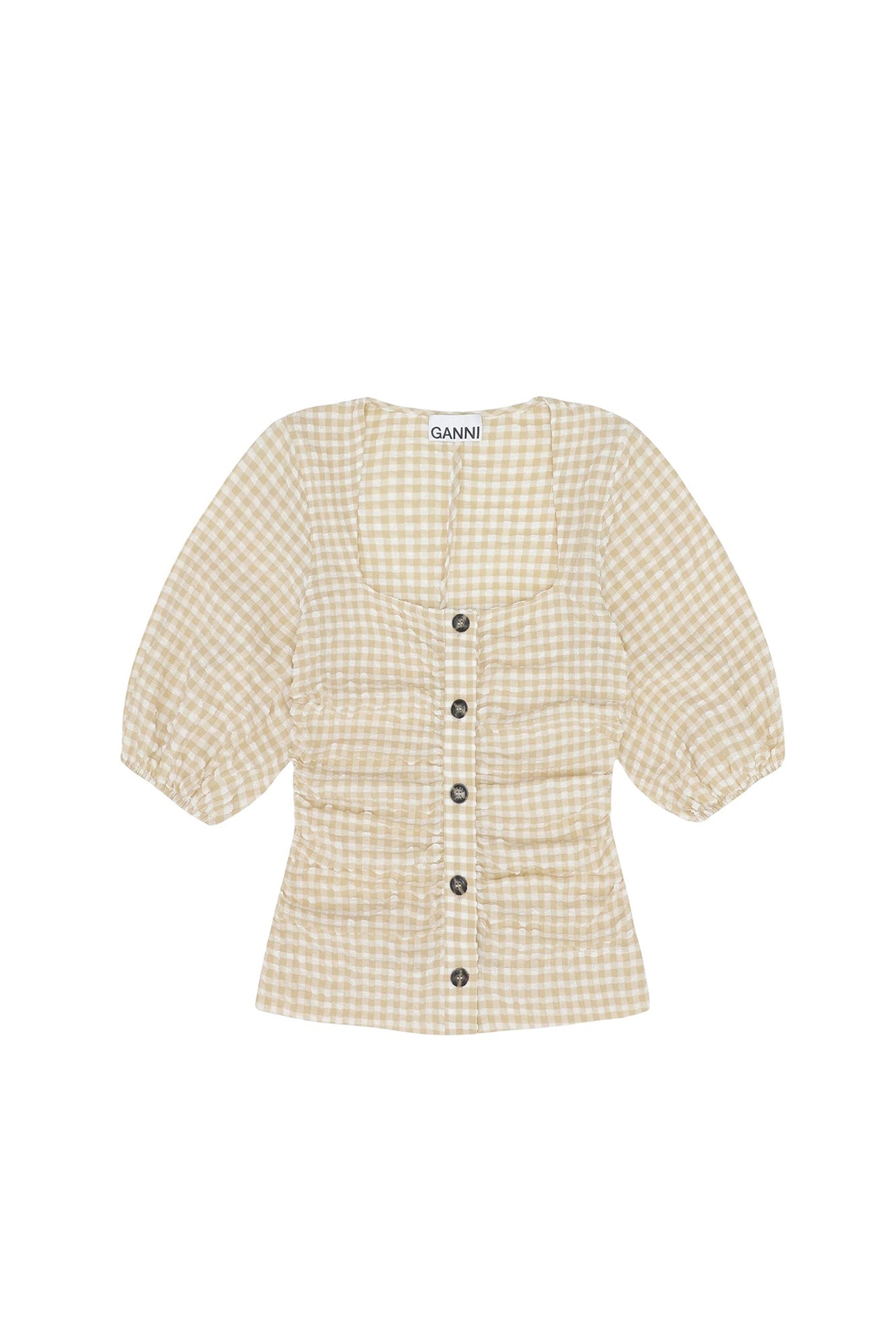 Blouse froncée en crêpe - Pale Khaki