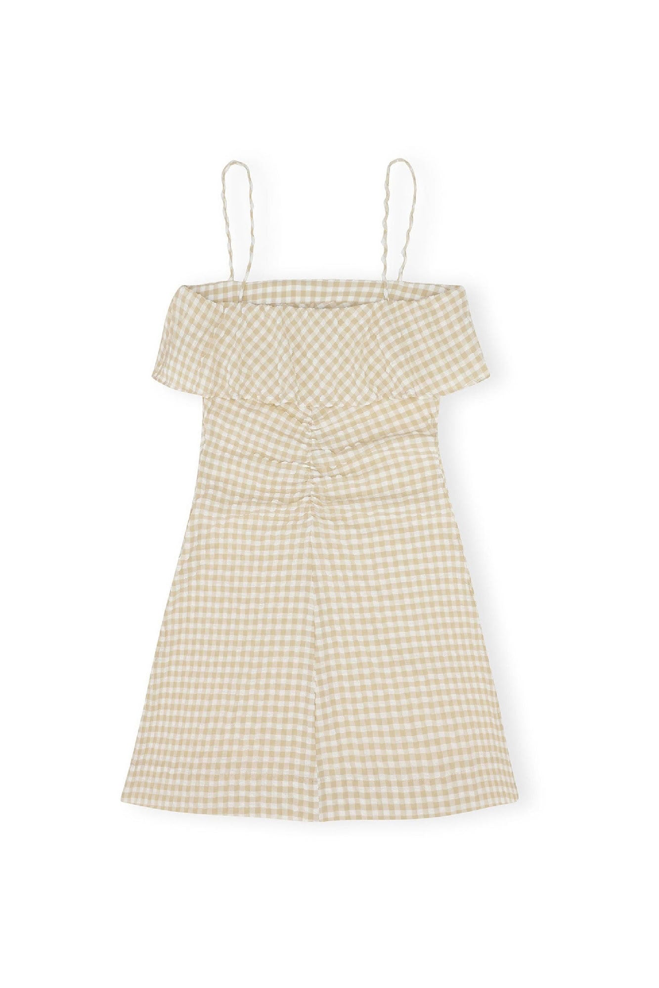 Robe courte à bretelles en crêpe - Pale Khaki