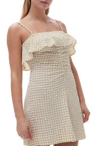 Robe courte à bretelles en crêpe - Pale Khaki