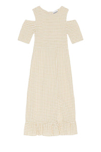 Robe smockée en crêpe - Pale Khaki