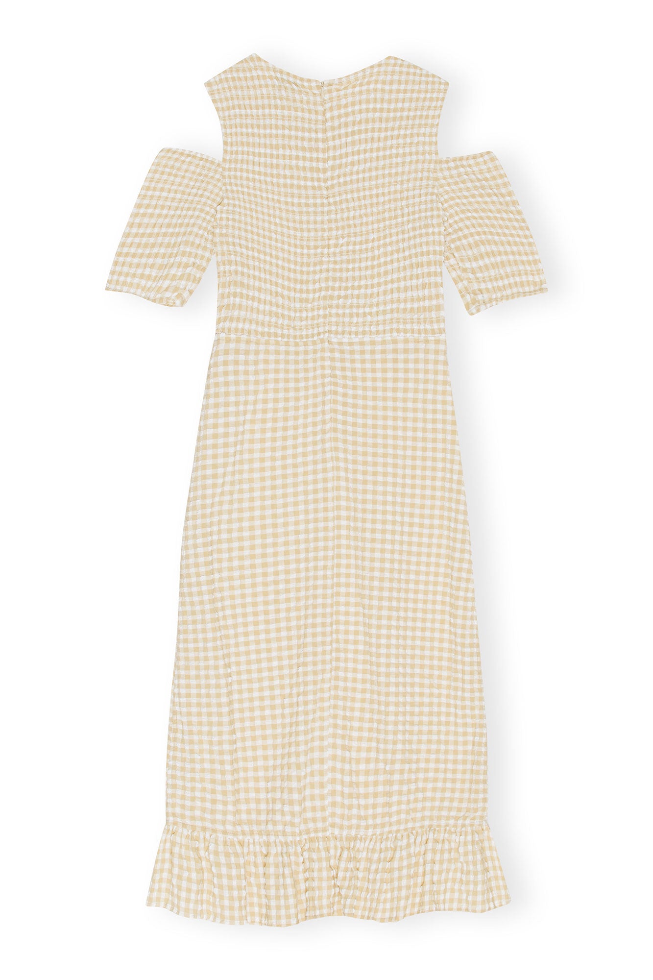 Robe smockée en crêpe - Pale Khaki