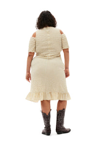 Robe smockée en crêpe - Pale Khaki