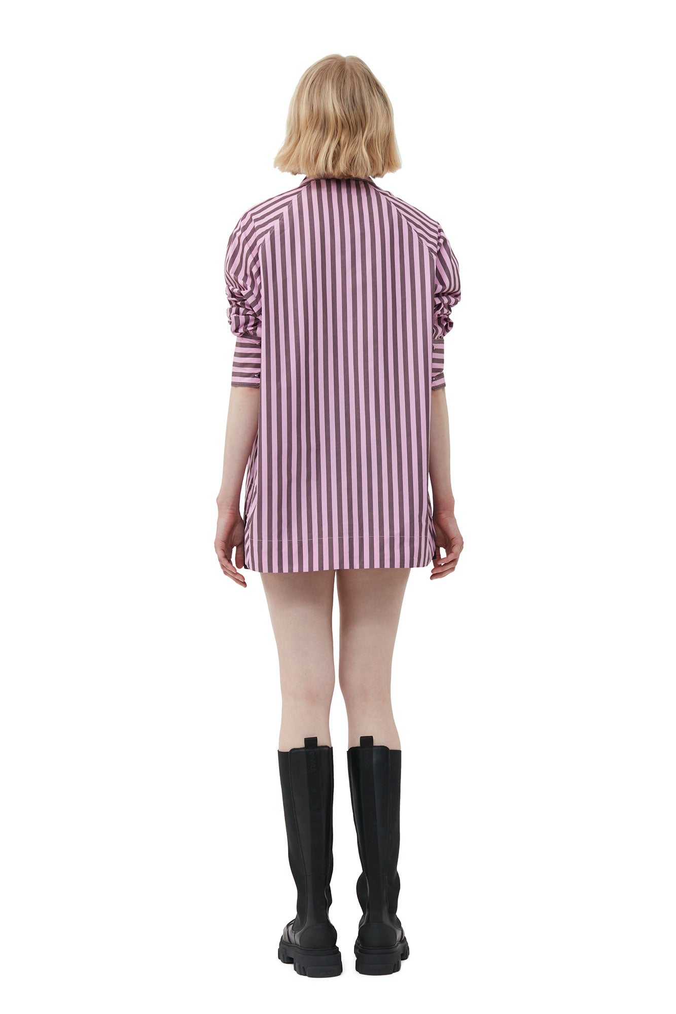 Chemise raglan oversize à rayures en coton - Bonbon