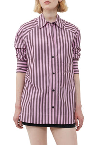 Chemise raglan oversize à rayures en coton - Bonbon