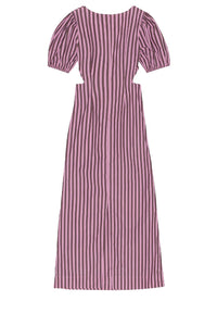 Robe à découpes et rayures en coton - Bonbon