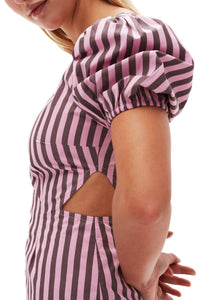 Robe à découpes et rayures en coton - Bonbon