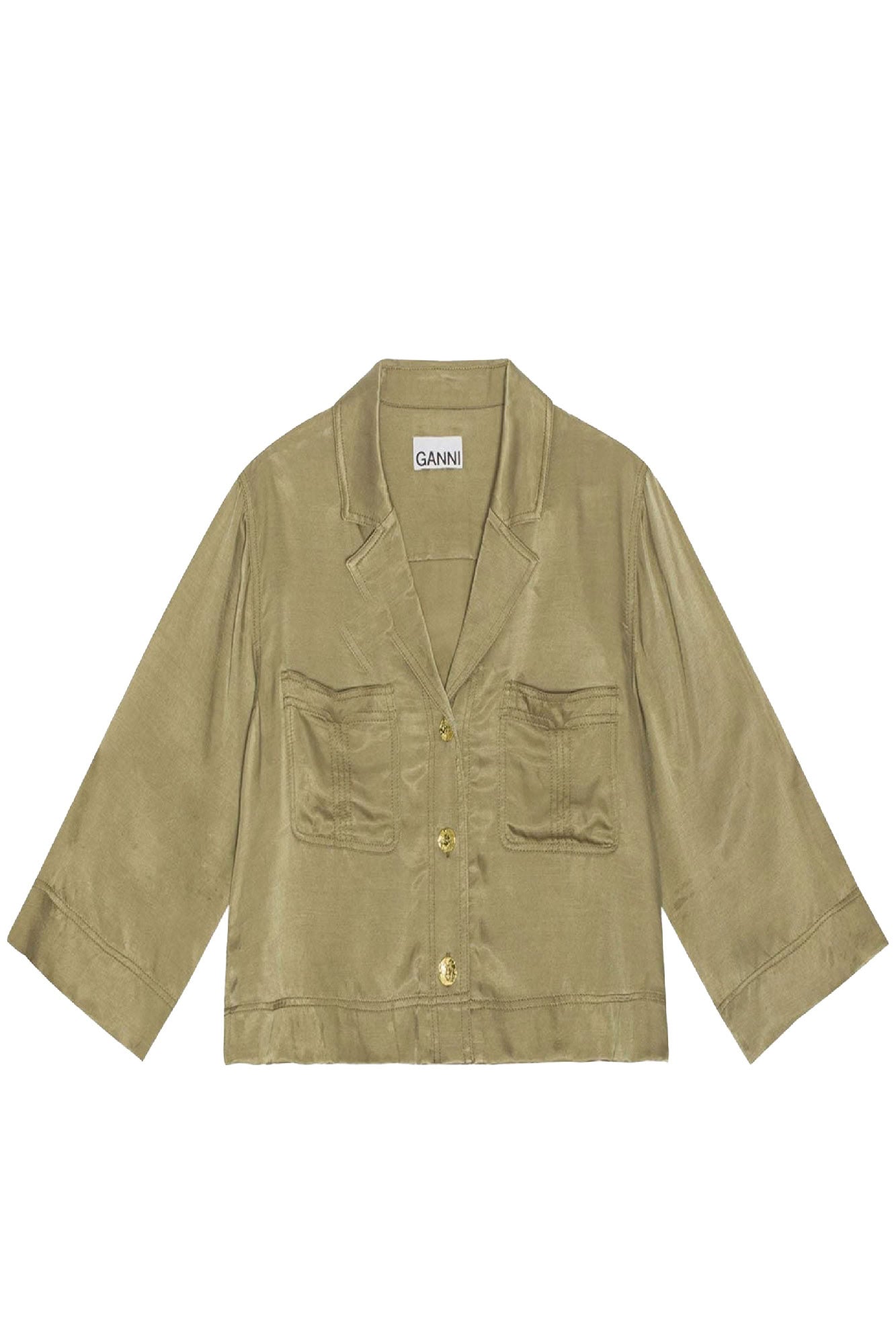 Short satin shirt - Aloe