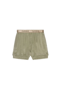 Satin flowing shorts - Aloe
