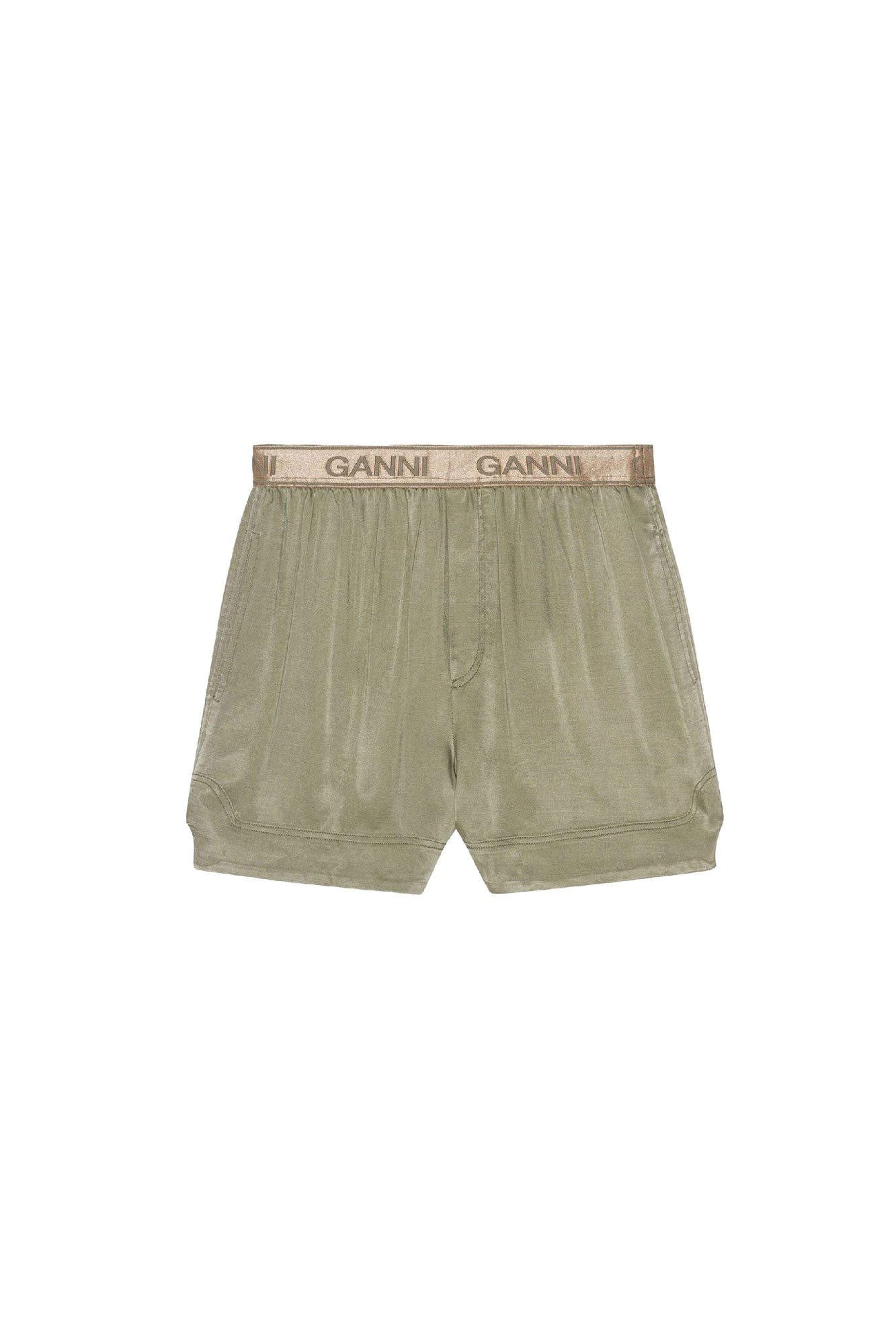 Satin flowing shorts - Aloe