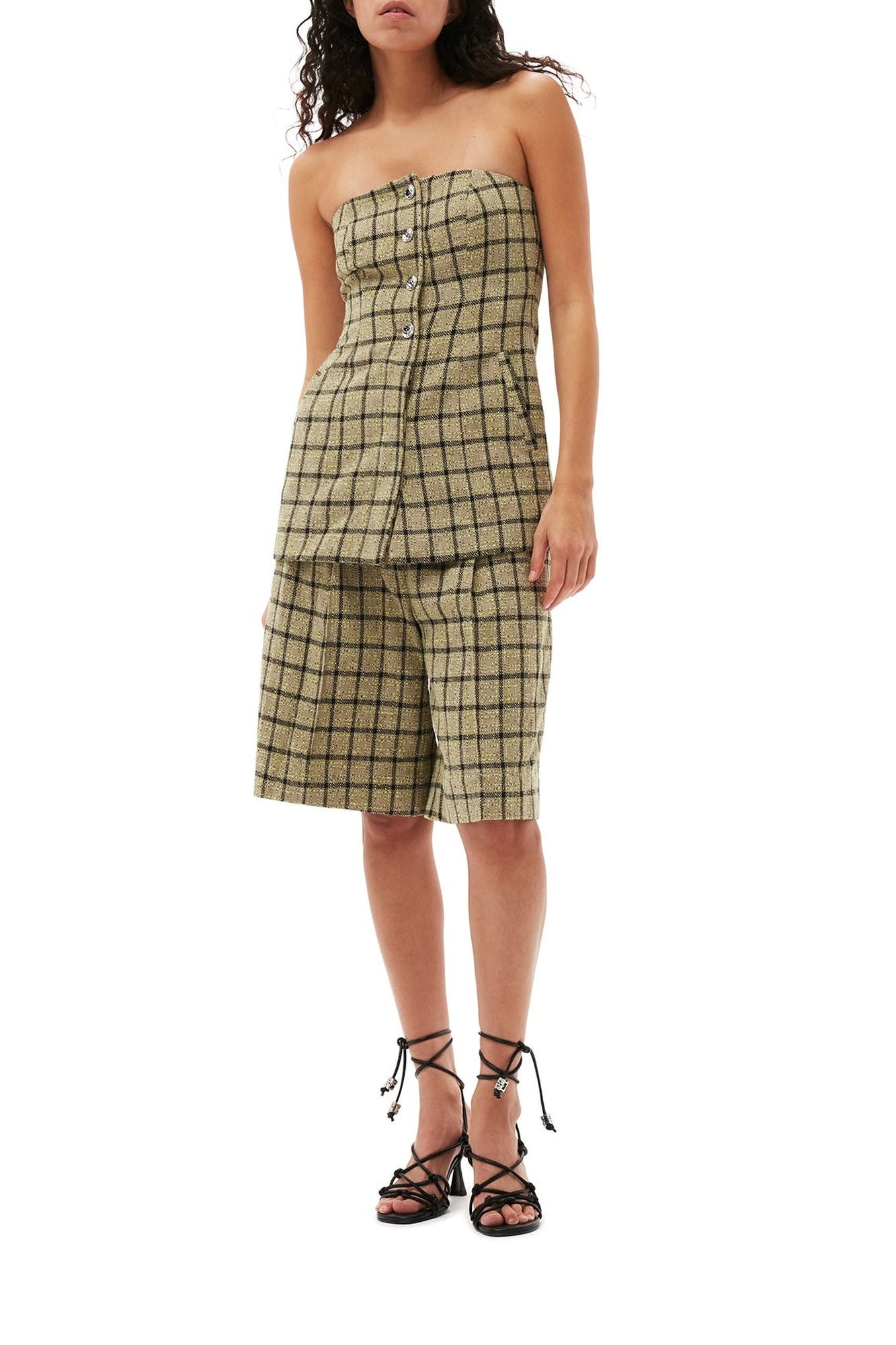 Strapless plaid suit top - Tender Shoots