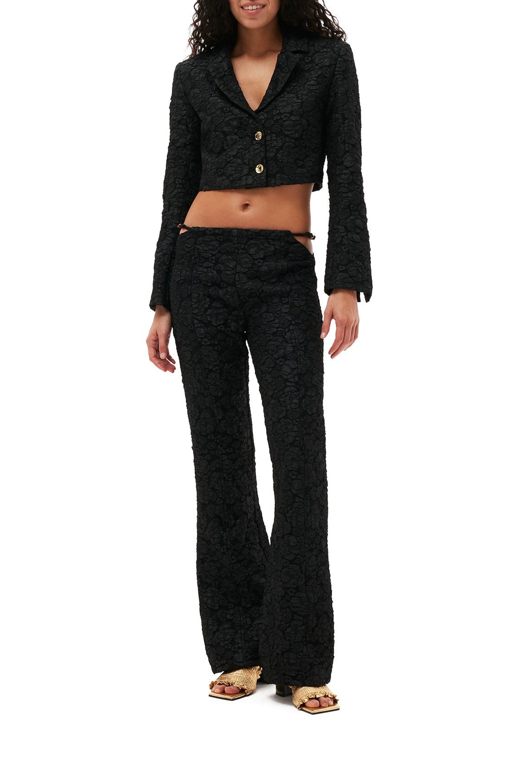 Blazer court en jacquard - Black