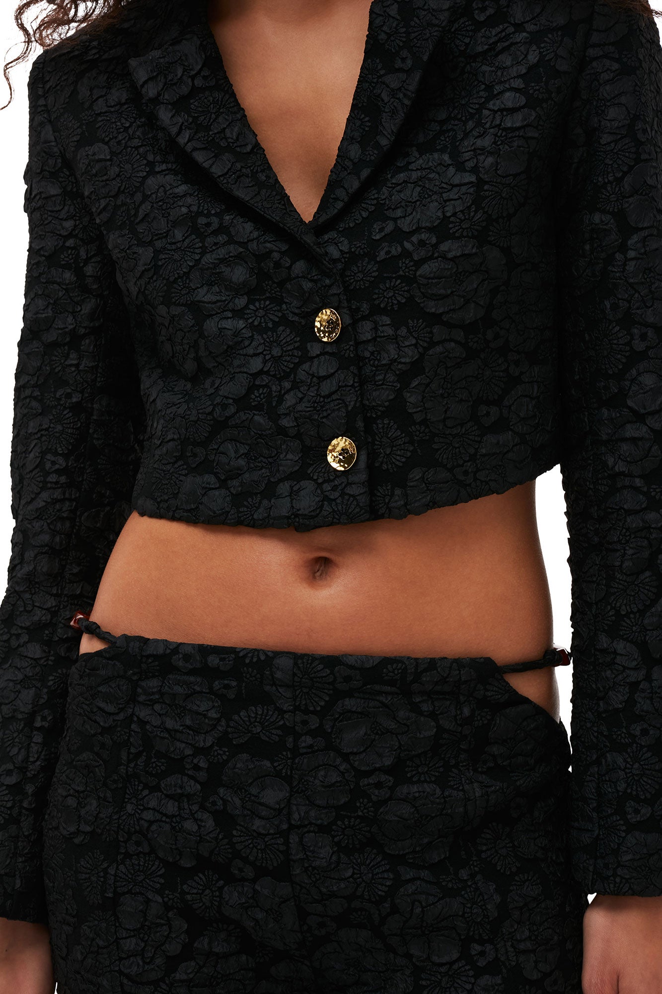Blazer court en jacquard - Black