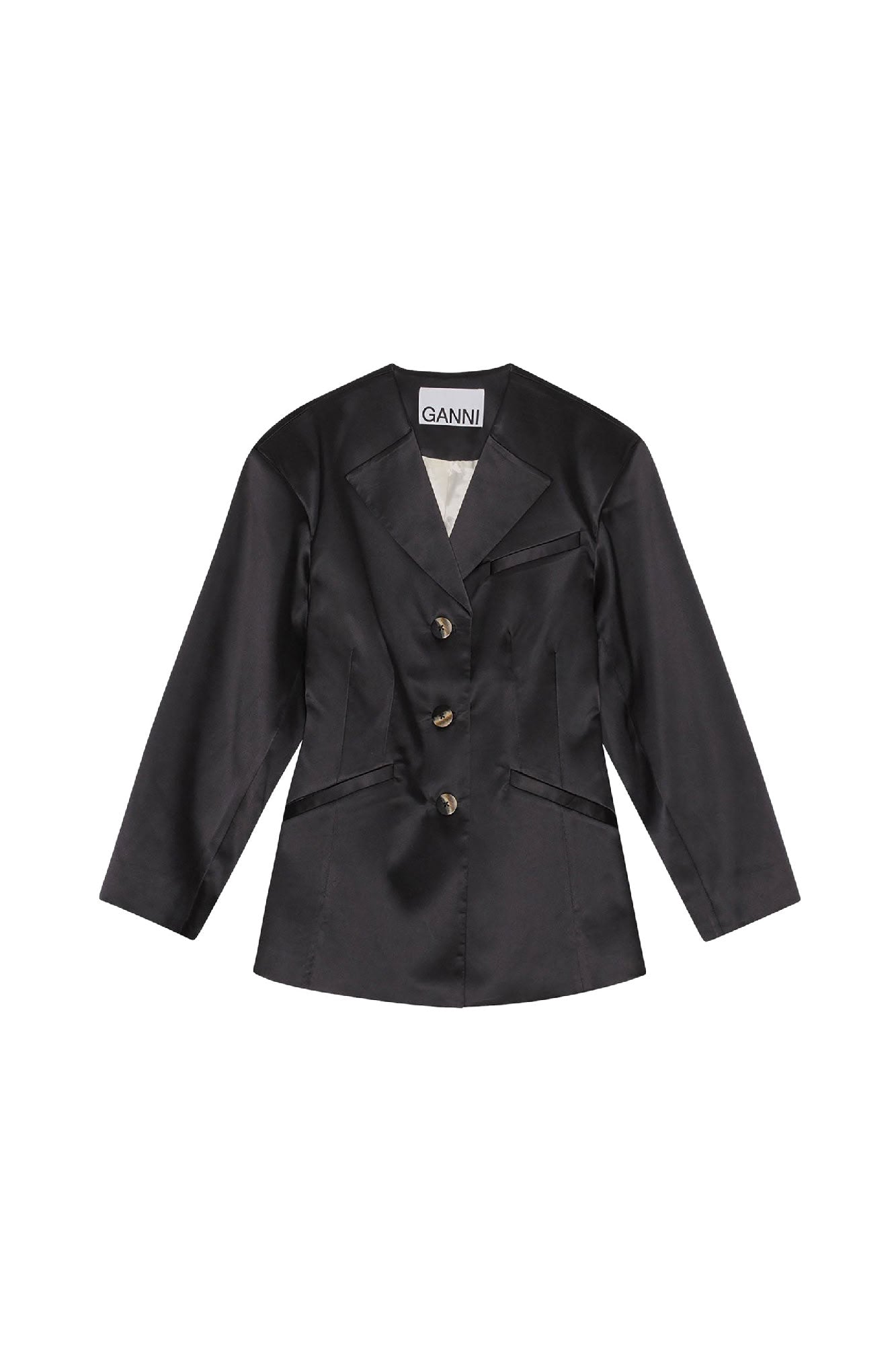 Fitted satin blazer - Black