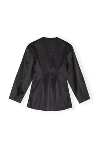 Fitted satin blazer - Black