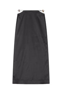 Long satin skirt - Black