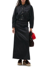 Long satin skirt - Black
