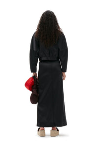 Long satin skirt - Black