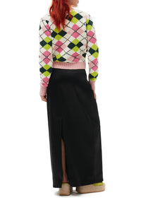 Long satin skirt - Black