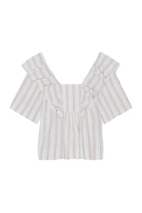 Ruffled striped crepe blouse - Mauve Chalk