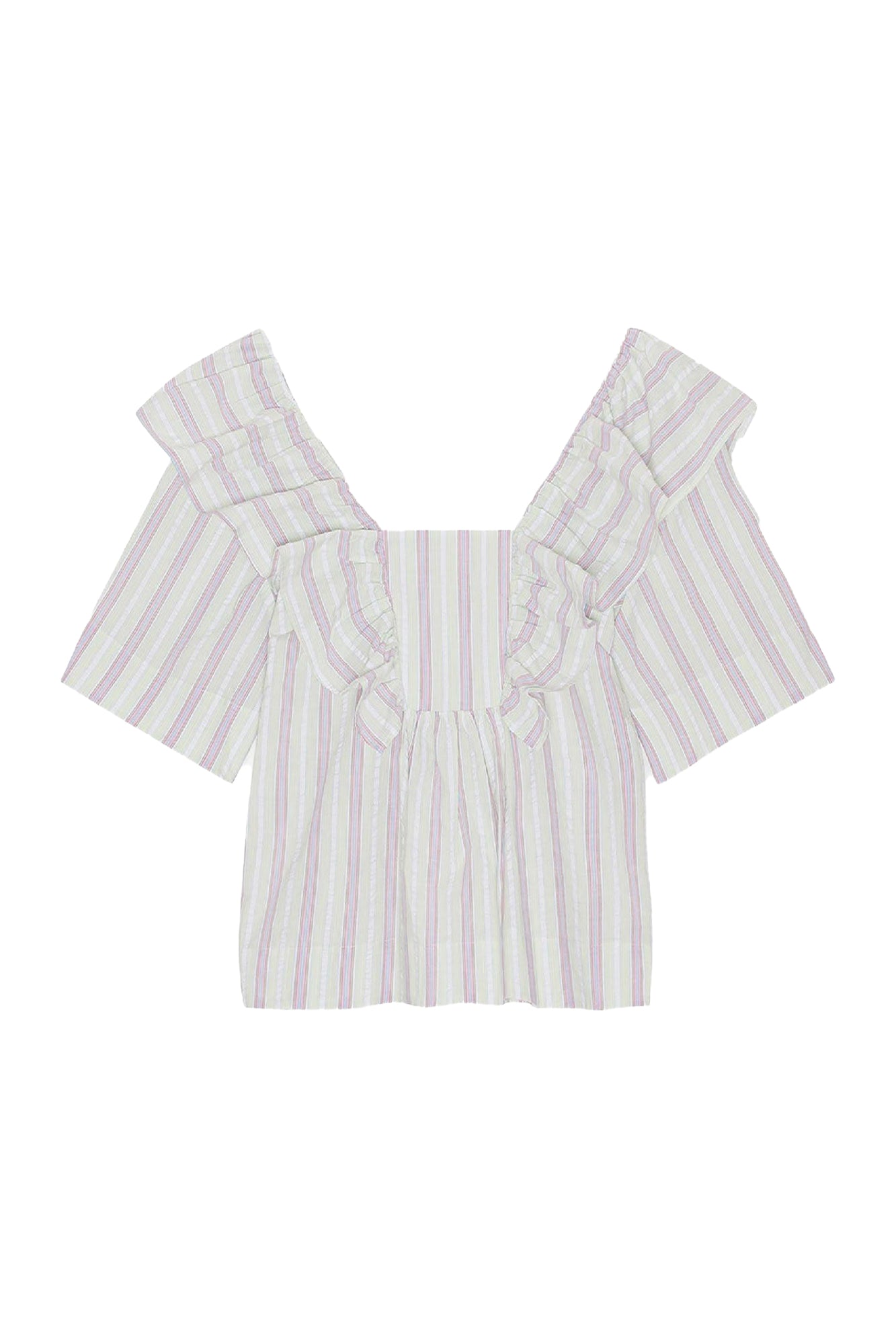 Ruffled striped crepe blouse - Mauve Chalk