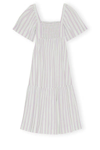 Textured ruffled midi dress with fabric stripes - Mauve Chalk