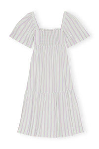 Textured ruffled midi dress with fabric stripes - Mauve Chalk