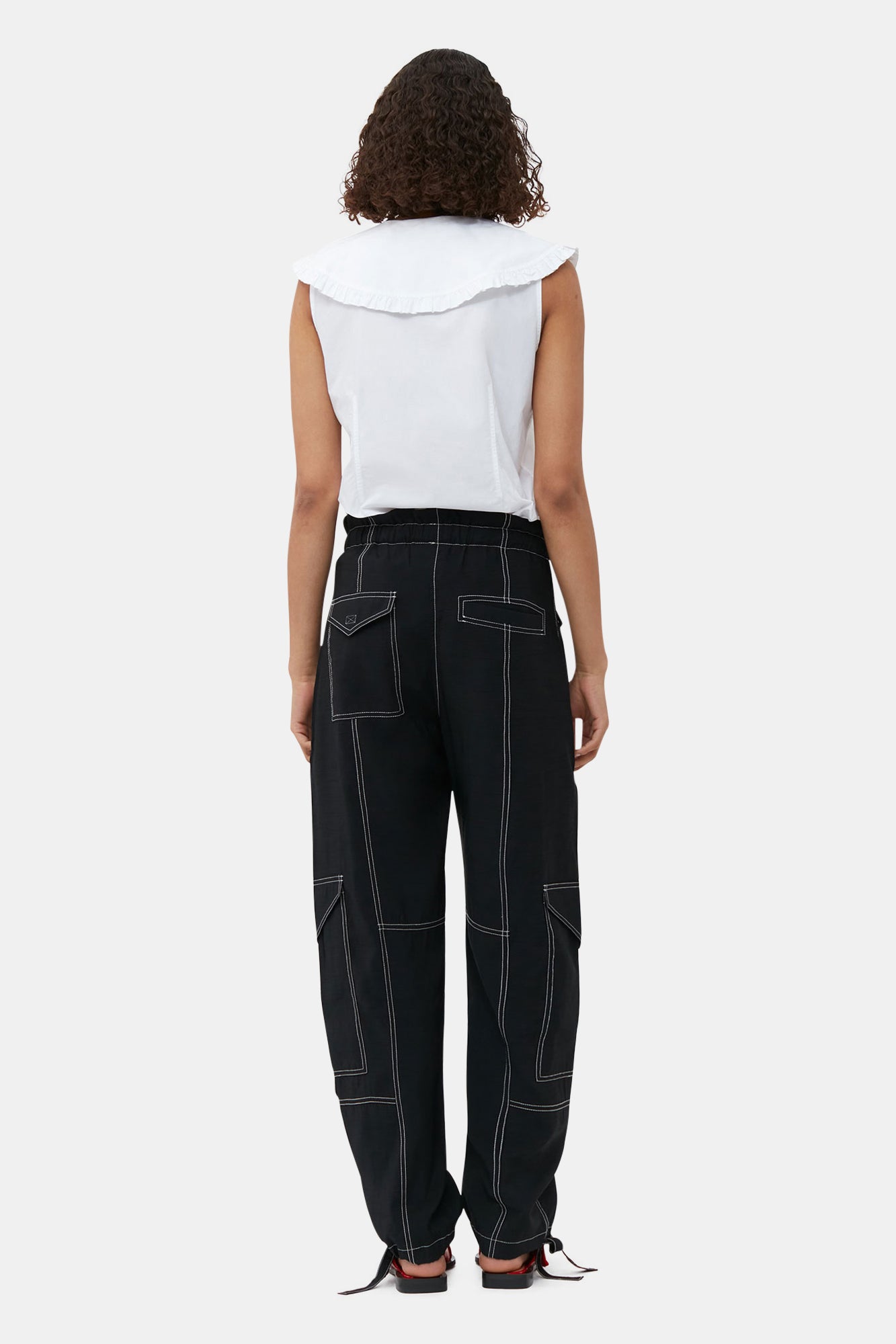 Pantalon taille haute à poches - Black