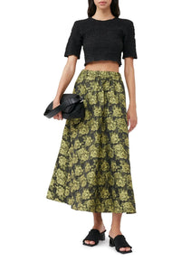 Blouse courte smocké à col rond - Black