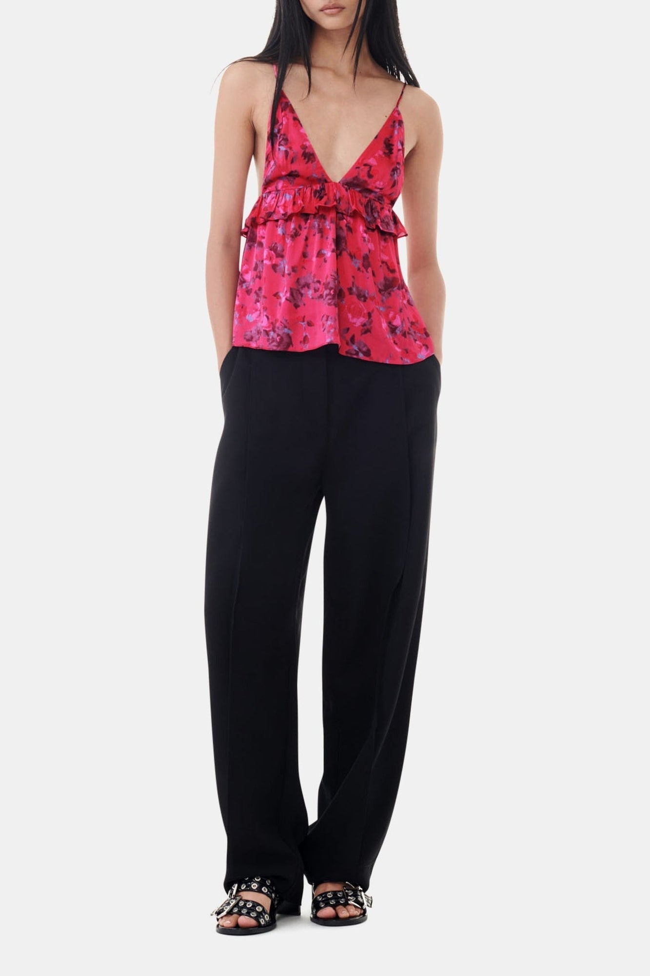 Pleated trousers with a mid-rise waist - Black