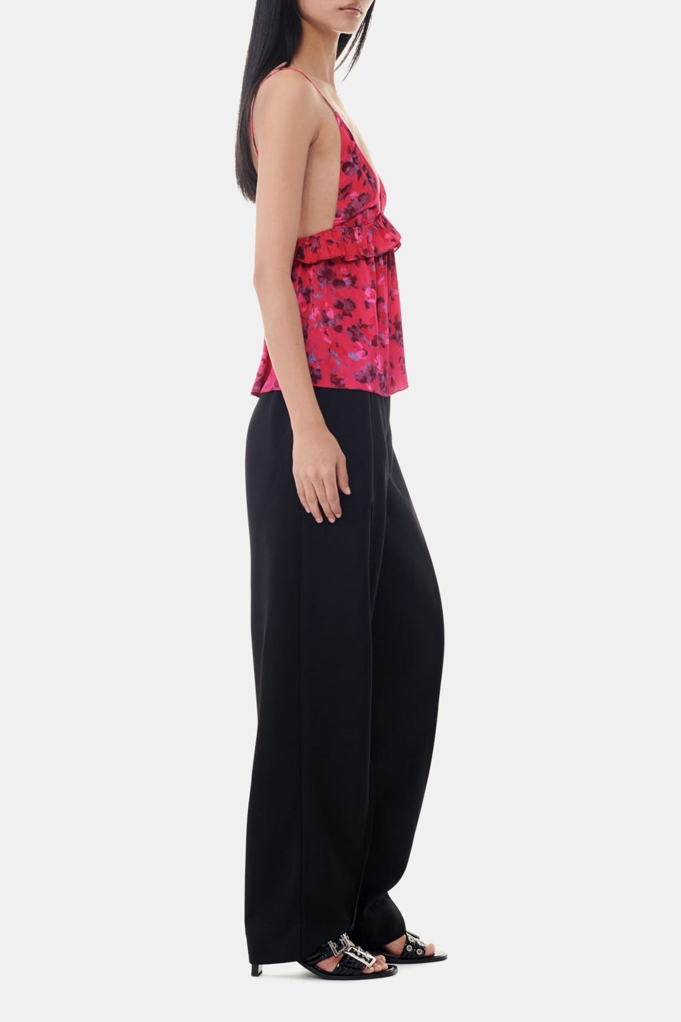 Pleated trousers with a mid-rise waist - Black