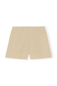 High-waisted cotton shorts - Pale Khaki