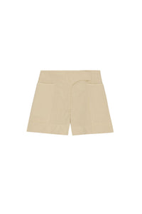 High-waisted cotton shorts - Pale Khaki