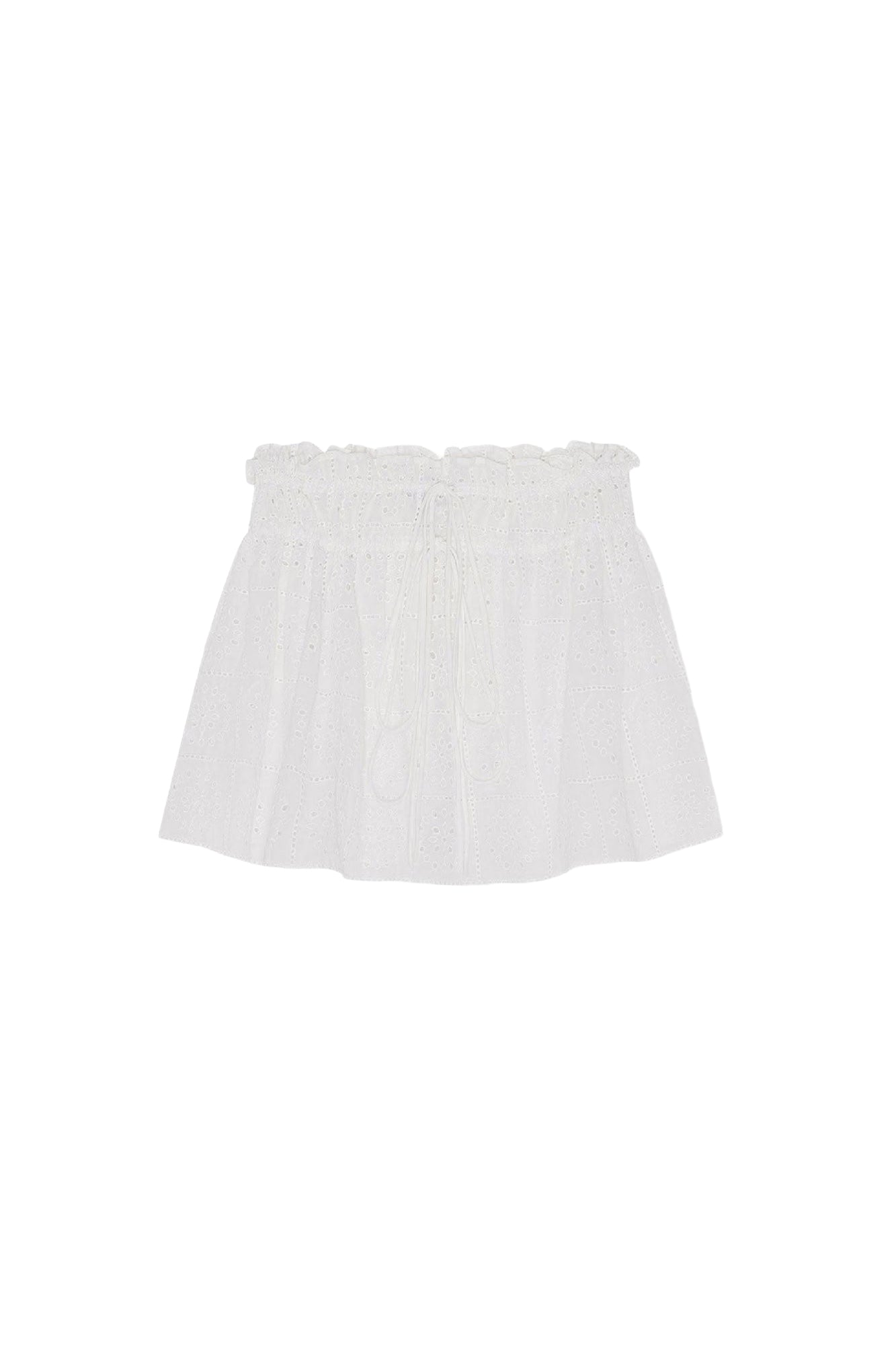 Short skirt in broderie anglaise - Bright White