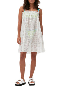 Robe courte à bretelles en broderie anglaise - Bright White