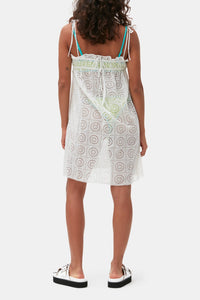 Robe courte à bretelles en broderie anglaise - Bright White