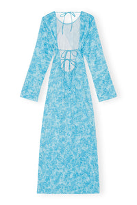 Robe longue fluide en satin - Ethereal Blue