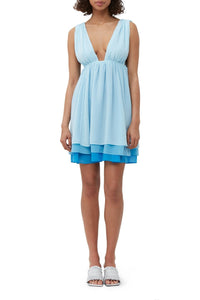 Short dress with thick straps - Ethereal Blue