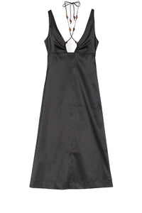 Satin halter dress - Black