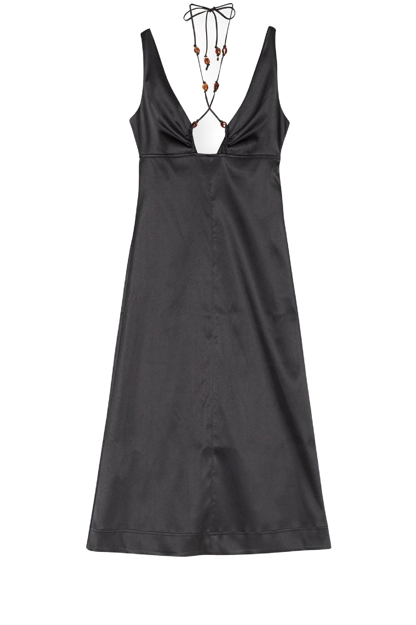 Satin halter dress - Black