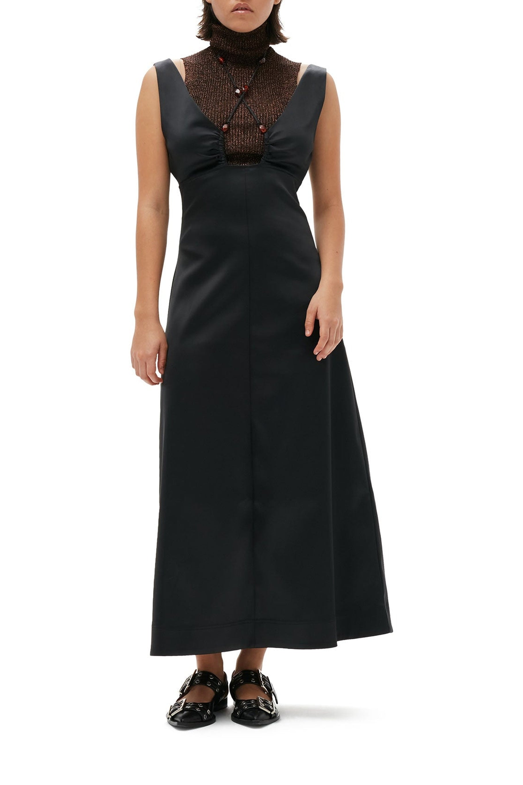 Satin halter dress - Black