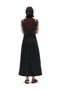 Satin halter dress - Black