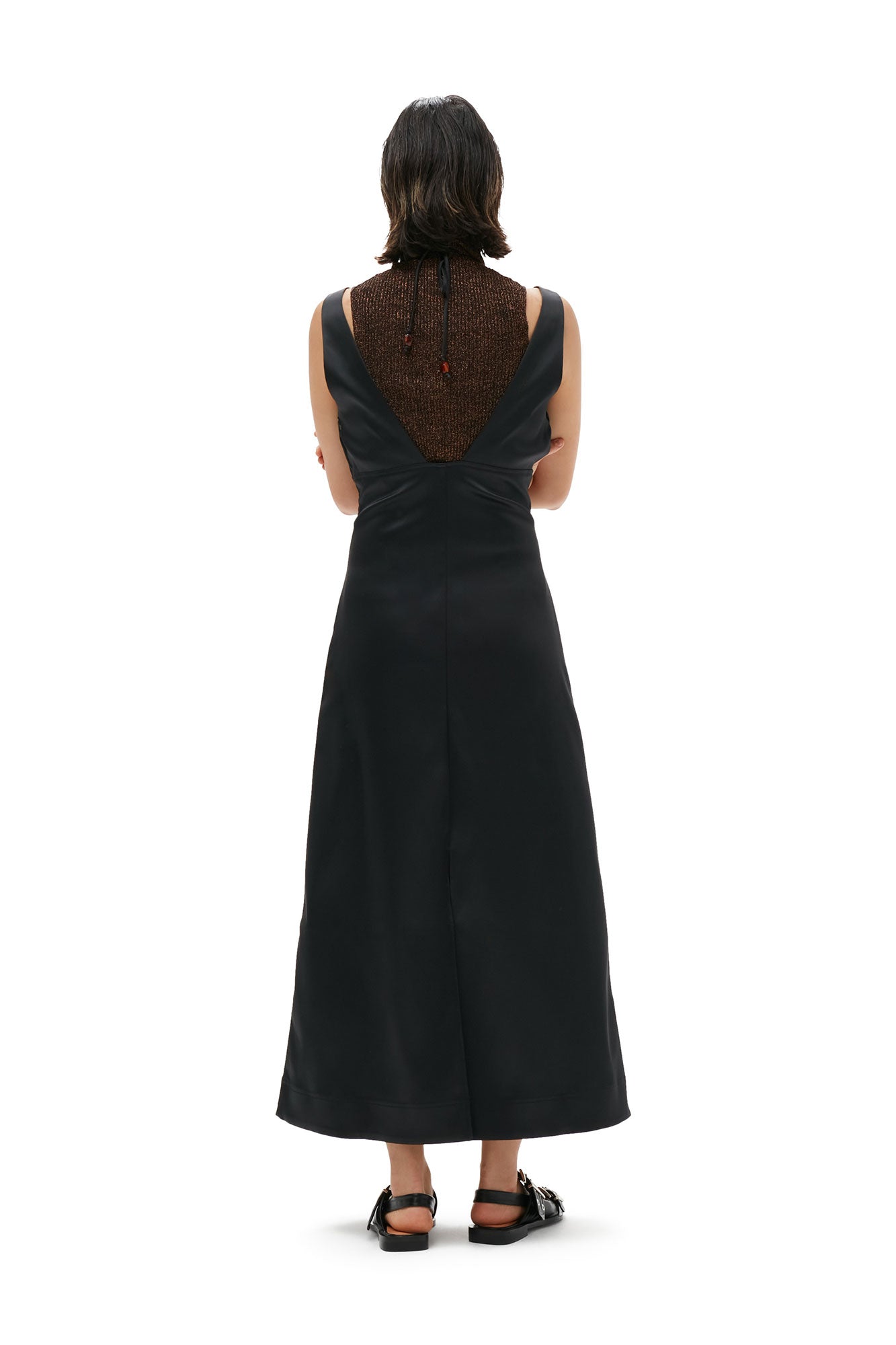 Satin halter dress - Black