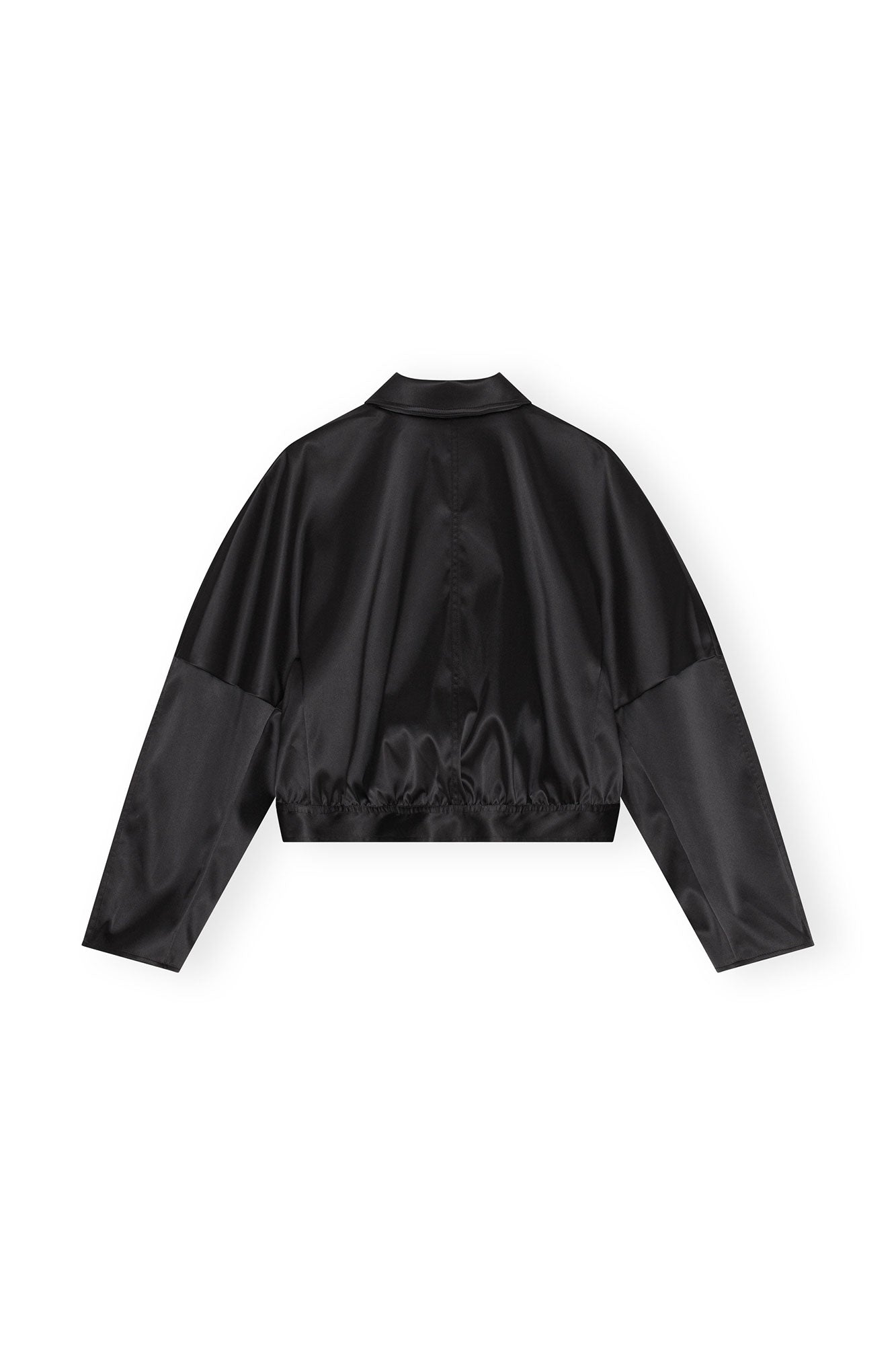 Short satin button-down jacket - Black