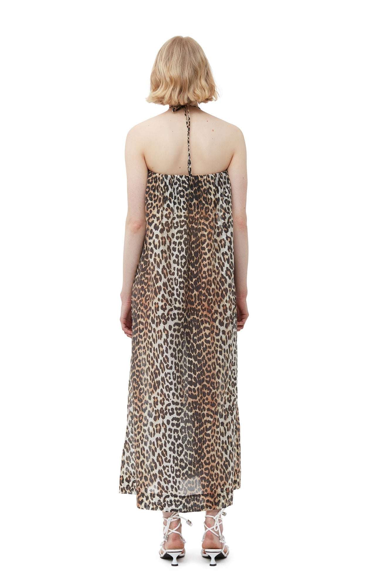 Robe longue à bretelles en voile  - Almond Milk