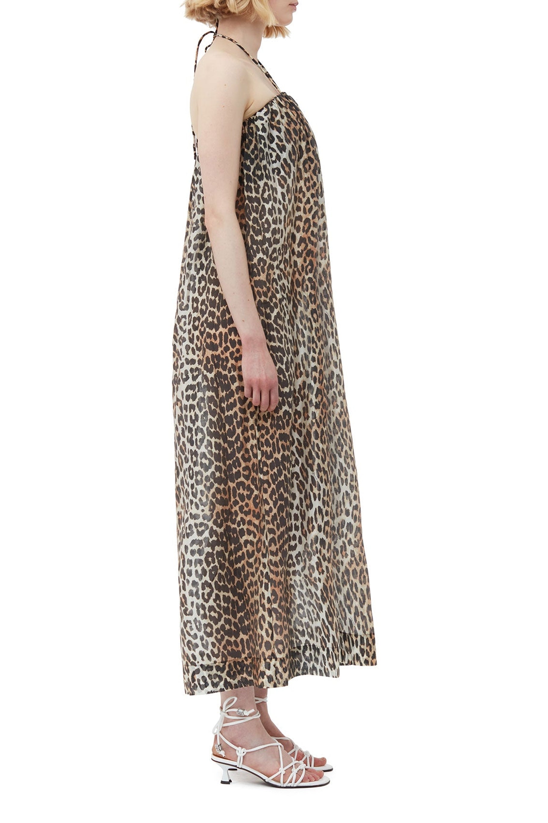 Robe longue à bretelles en voile  - Almond Milk