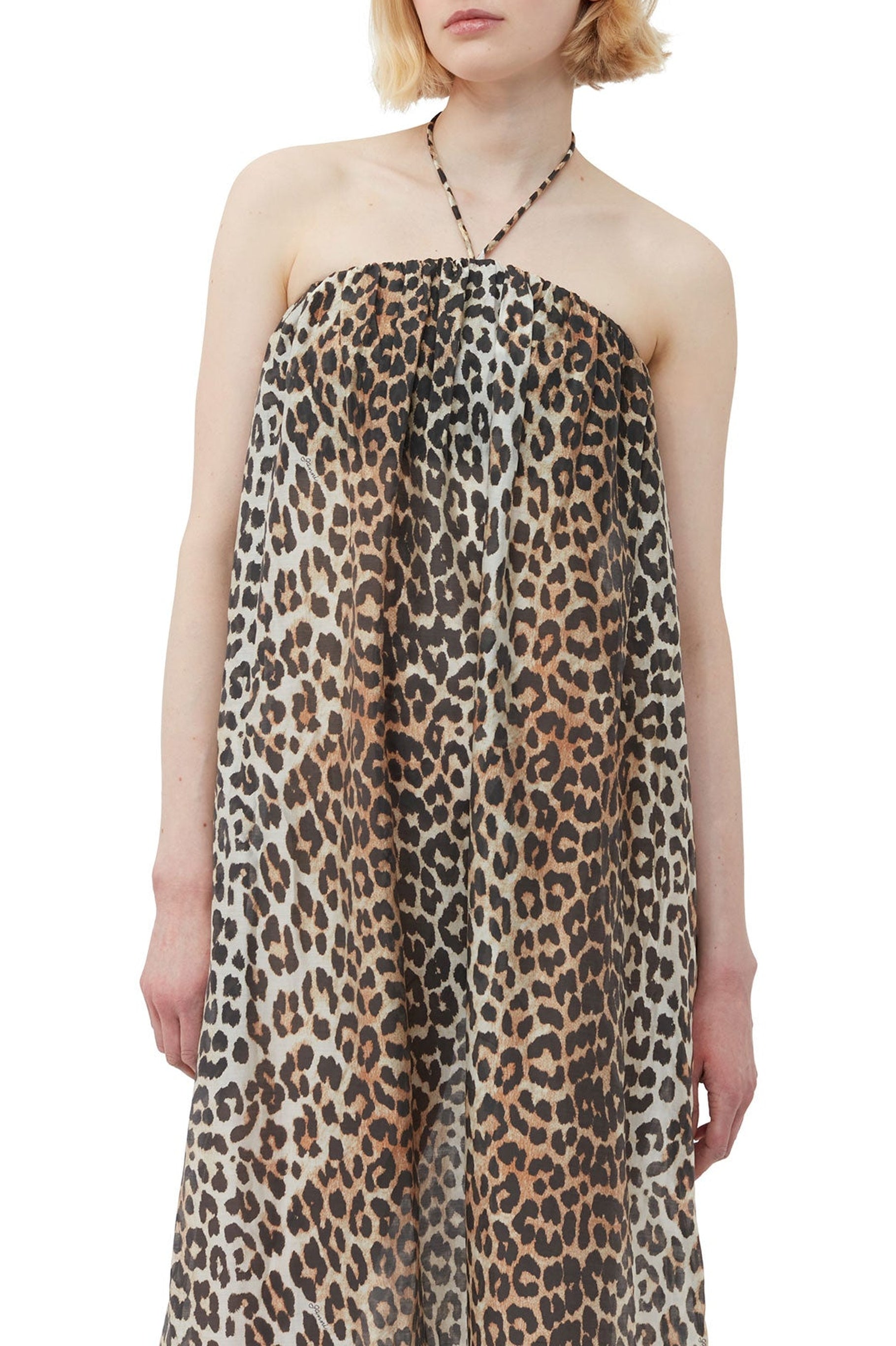 Robe longue à bretelles en voile  - Almond Milk