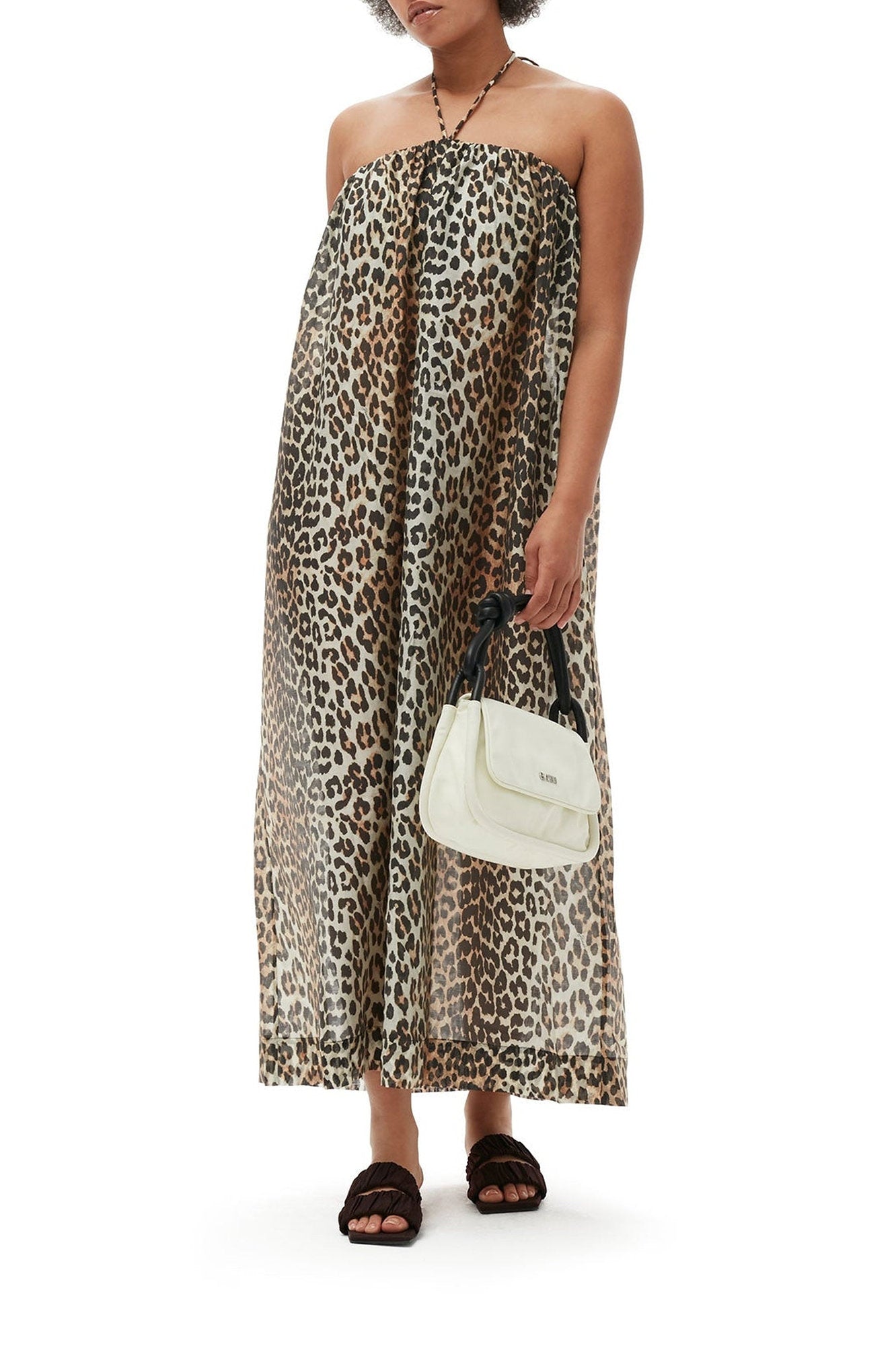 Robe longue à bretelles en voile  - Almond Milk