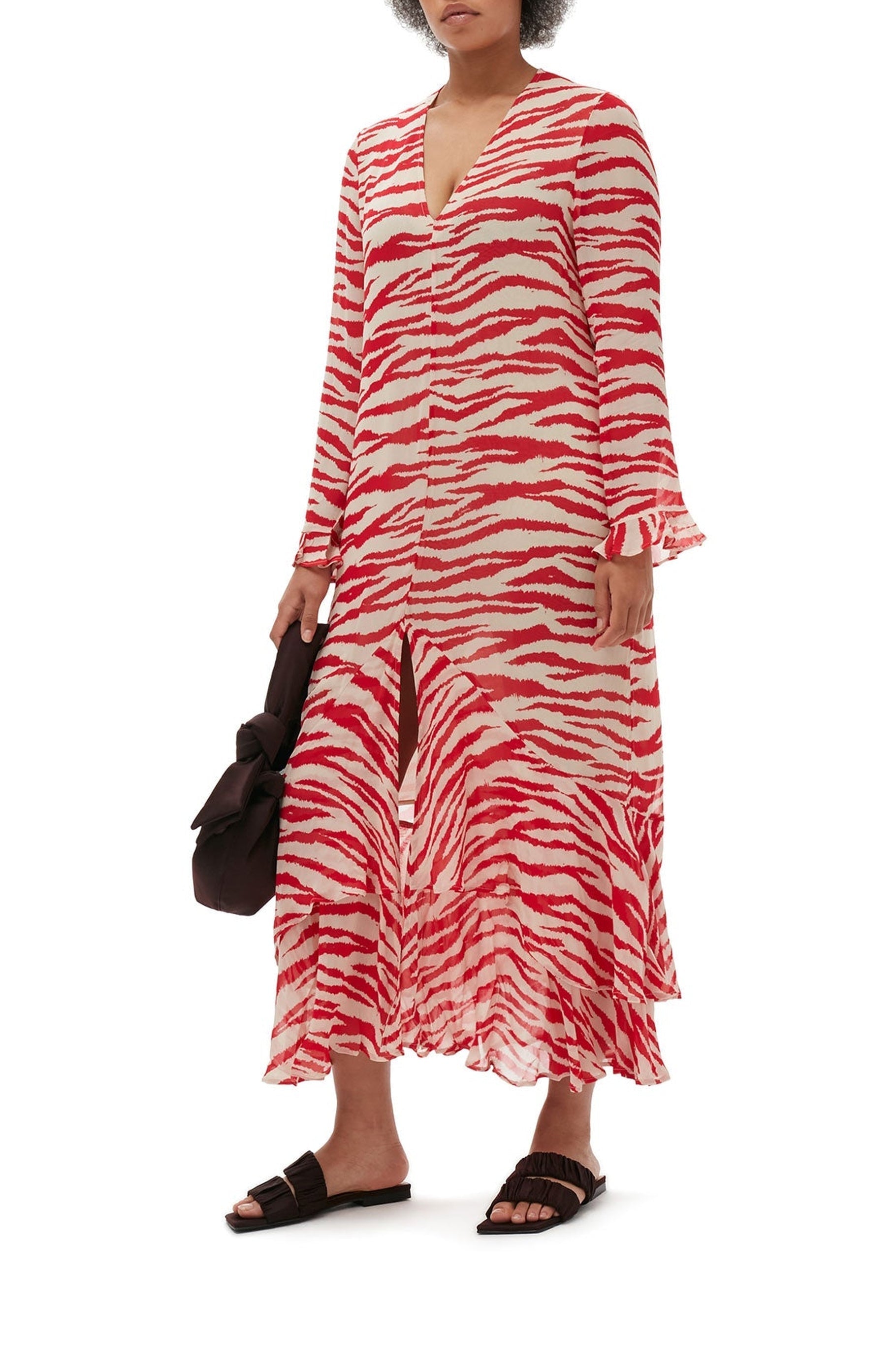Printed lightweight georgette maxi dress - Castle Wall
