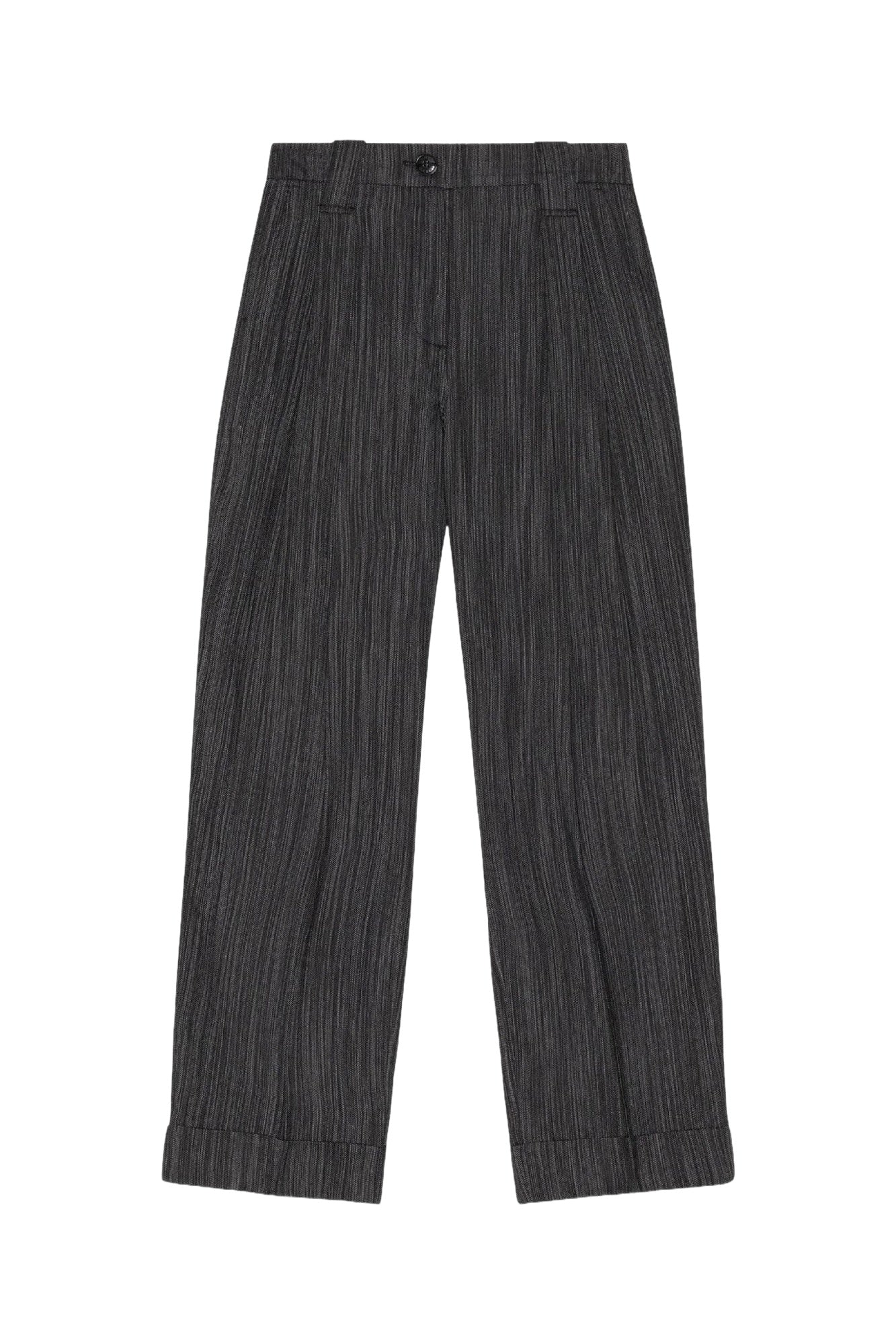 Striped pleated trousers - Black